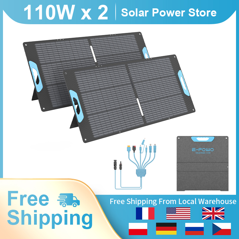 Solar Panel Monocrystalline - E-POWO 110W/220w Portable Solar Panel for