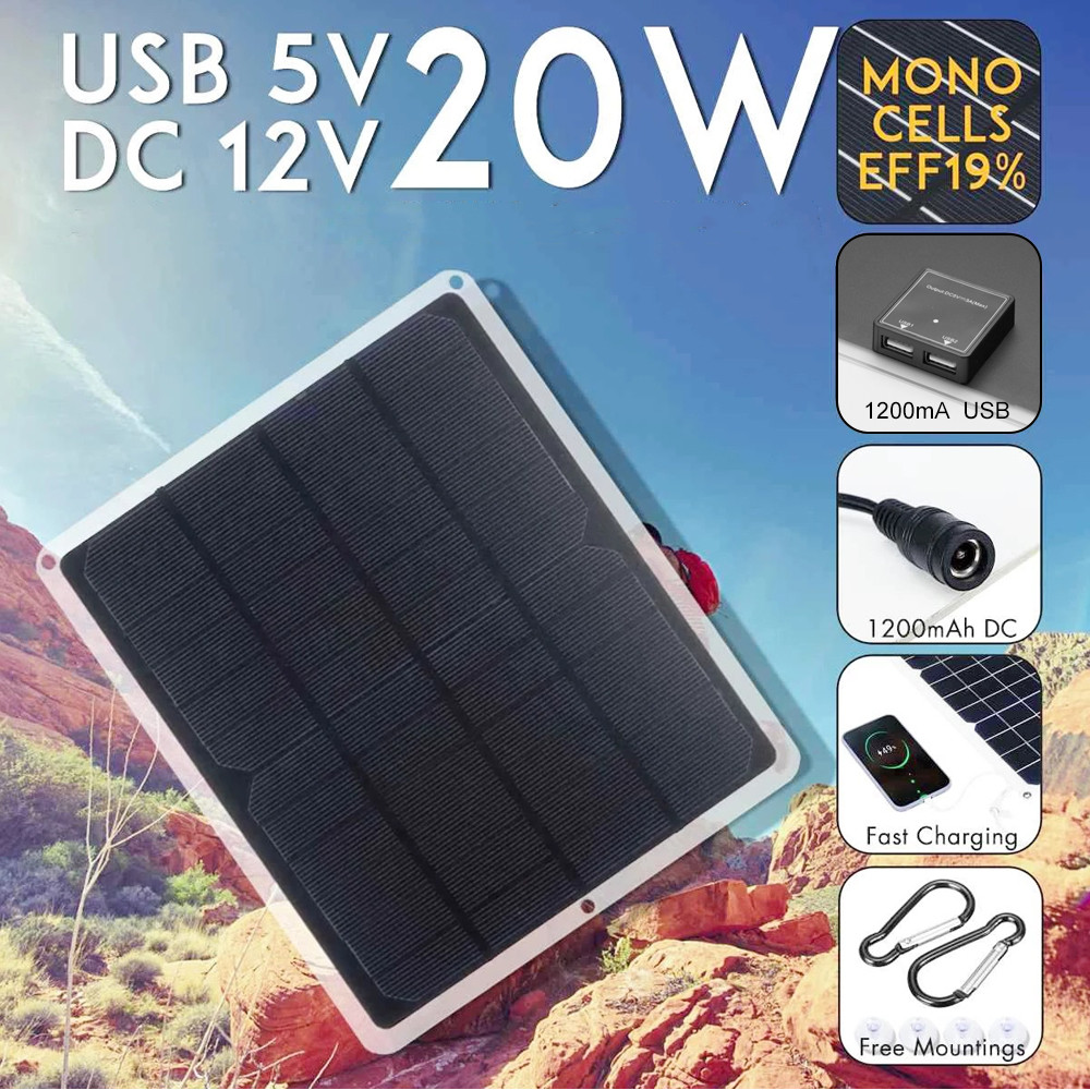 Solar Panel Monocrystalline - 20W 6V Solar Panel Monocrystalline Silicon